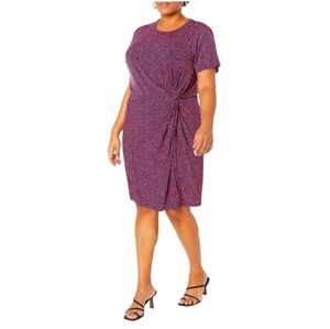 MK Michael Kors Giraffe Twist ShortSleeve Mini Dress Pink Black PlusSize 1X